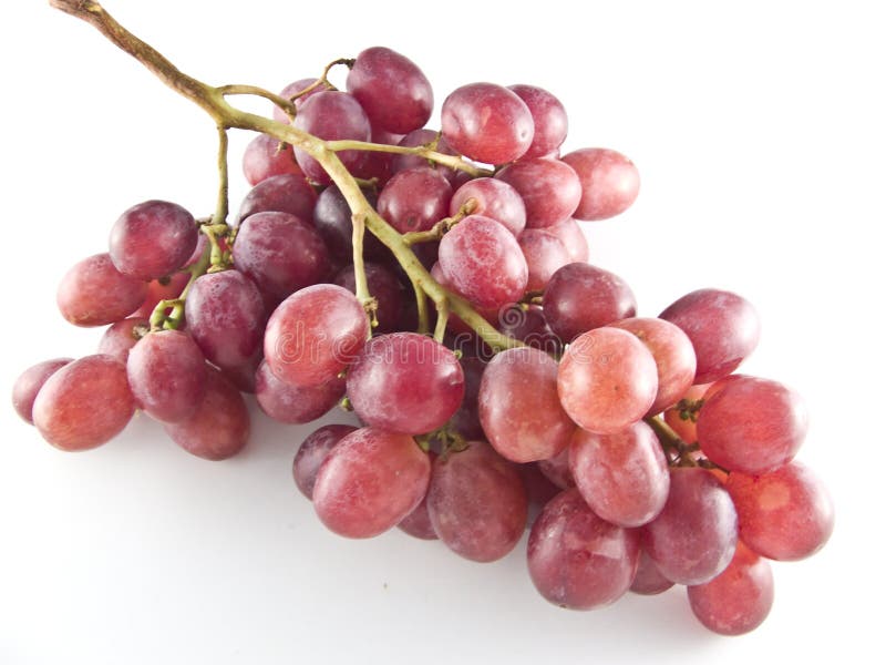 Fresh red grapes isolated on white background