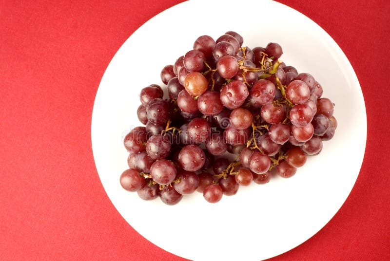 Red Grapes on White Plate