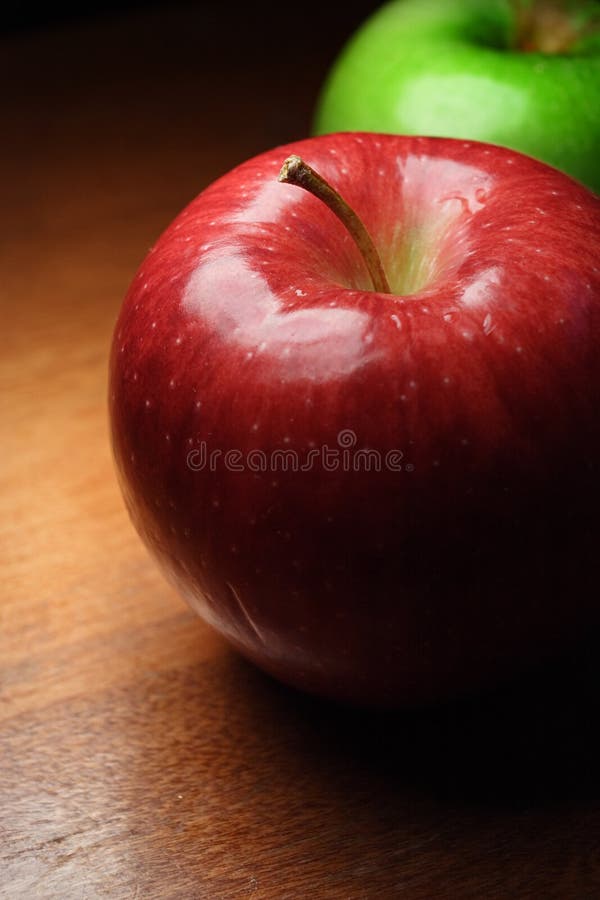 Red and green apple closeup
