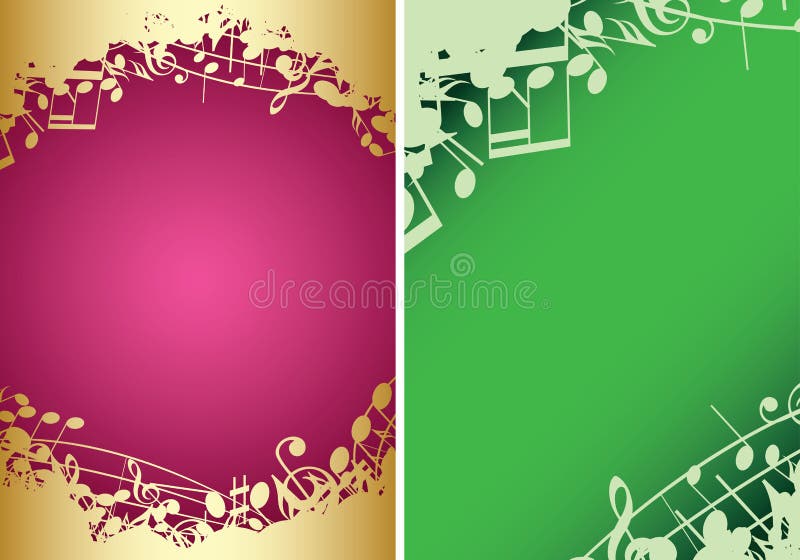 Red and Green Backgrounds A4 with Music Notes Vector Musical