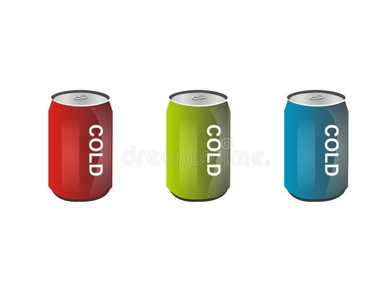 A red green blue cold can vector isolated white background. Coke can vectors