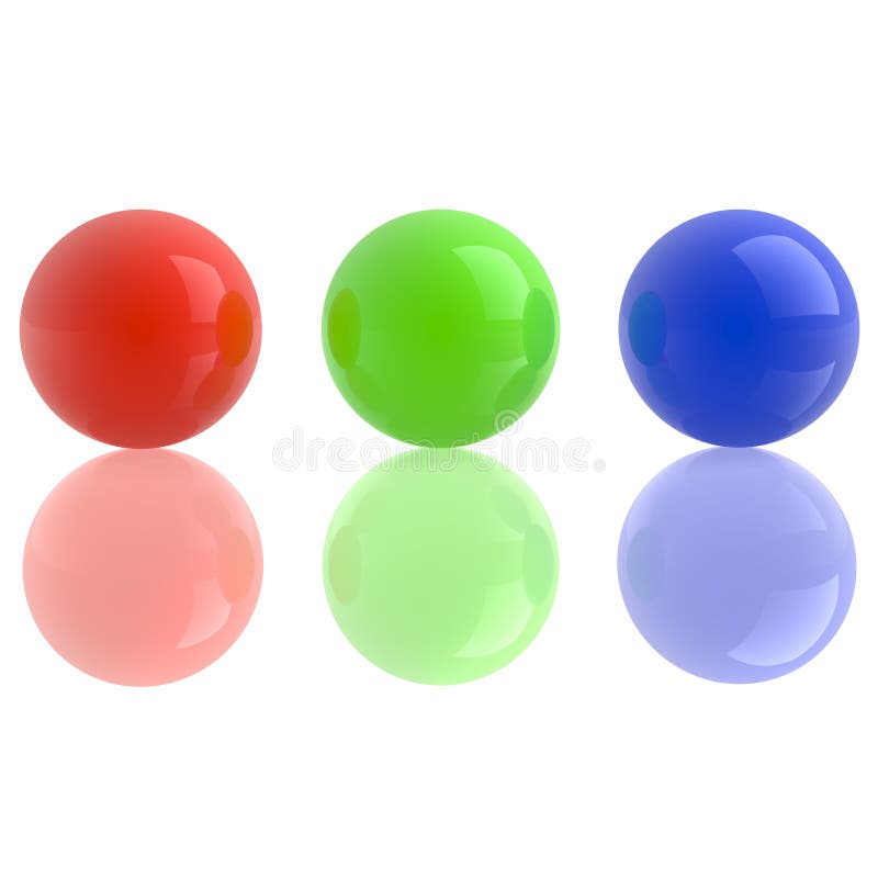 Red, Green and Blue Spheres Isolated on White