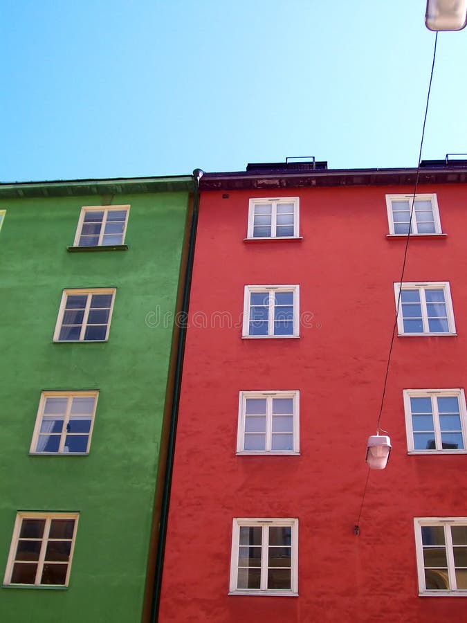 Red and green building