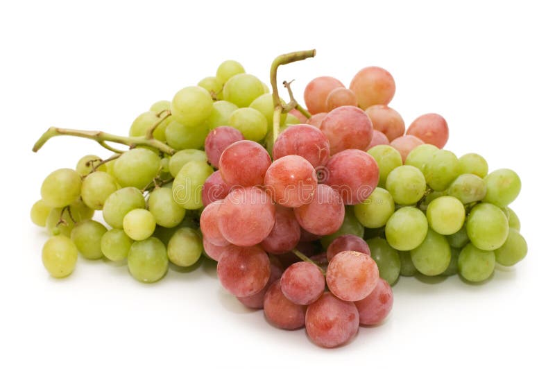 Red and green fresh grapes isolated