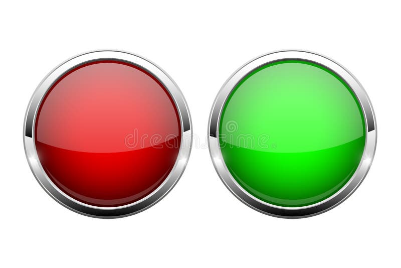 Red And Green Glass Buttons Shiny Round 3d Web Icons Stock Vector