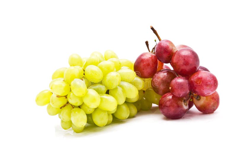 Red and green grapes isolated