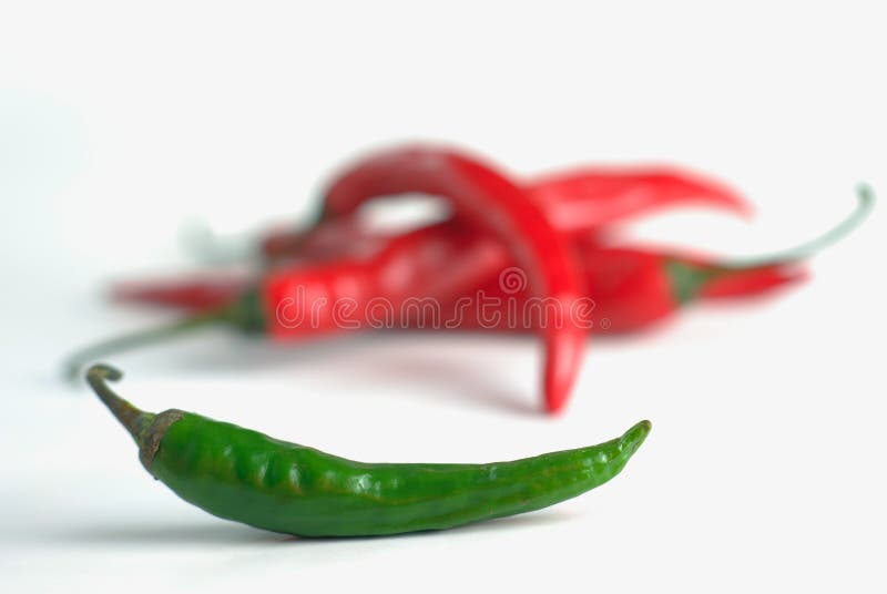 Red and green hot chili pepper