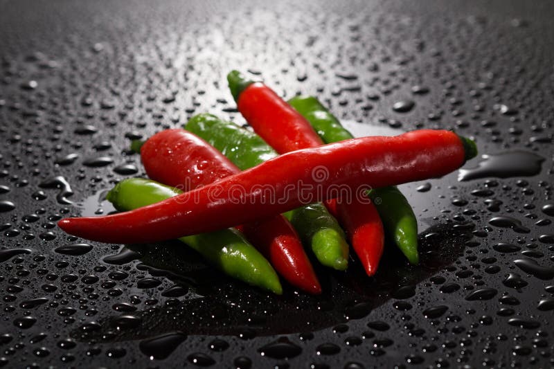 Red and green hot chilli pepper