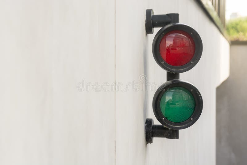 Green And Red Stop Light In Garage Stock Image Image of concept