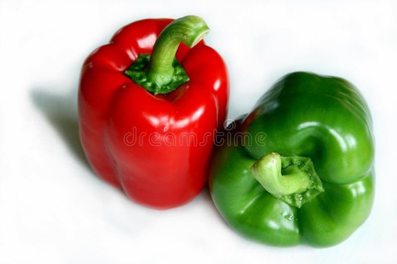 Red and green pepper stock image. Image of isolated, white 5329491