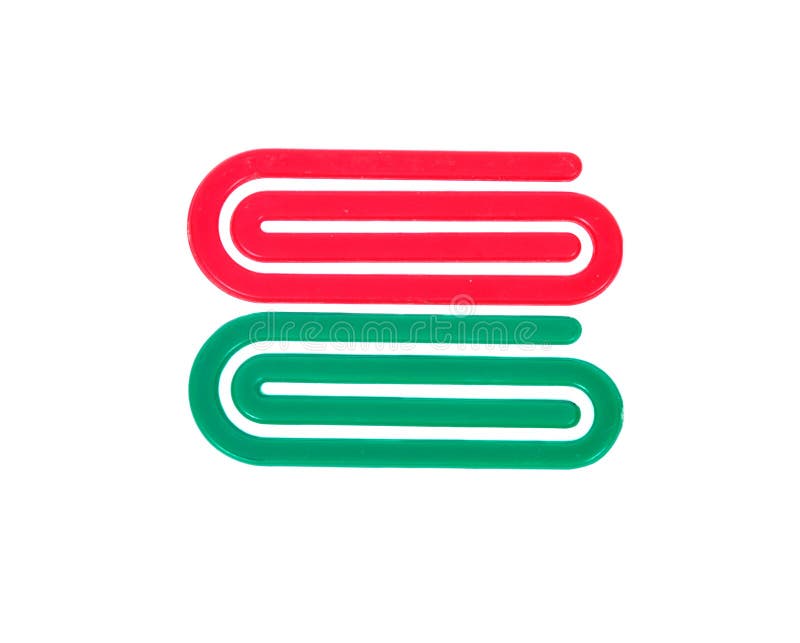 Red and Green Plastic Paper Clip Stock Photo Image of object, color