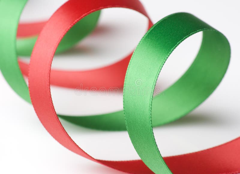 Red and Green Ribbon on White