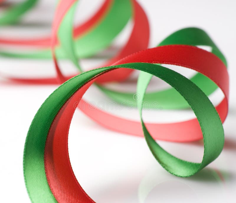 Red and Green Ribbon on White