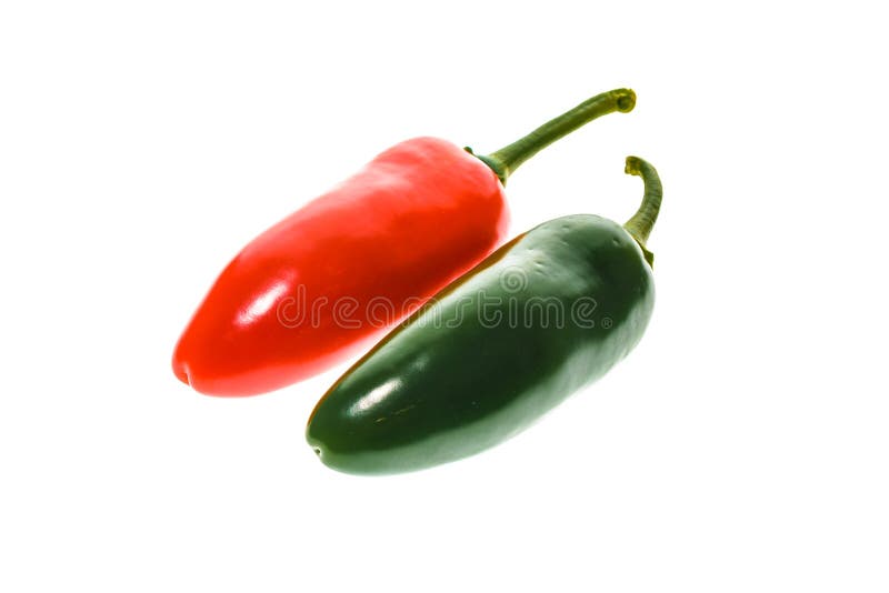 Red and green ripe jalapeno chili hot pepper