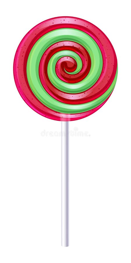 Red and green spiral candy. Strawberry mint lollipop. royalty free illustration