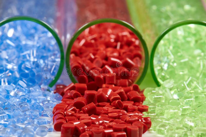 Colored Plastic Resins in Test Tubes in Laboratory Stock Photo Image