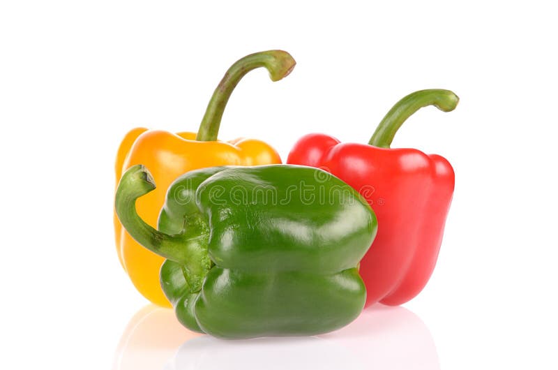 Red Green and Yellow peppers isolated royalty free stock image Red Green and Yellow peppers isolated royalty free stock image