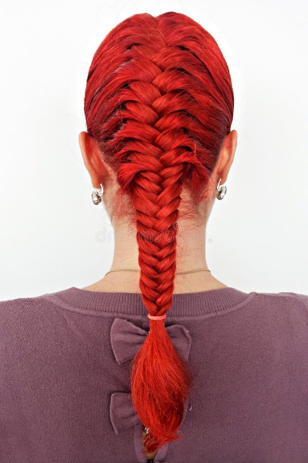 Red Hair Braided Hairstyle - Long Hair - Braided Ponytail Stock Photo -  Image of bronze, gradient: 182216516