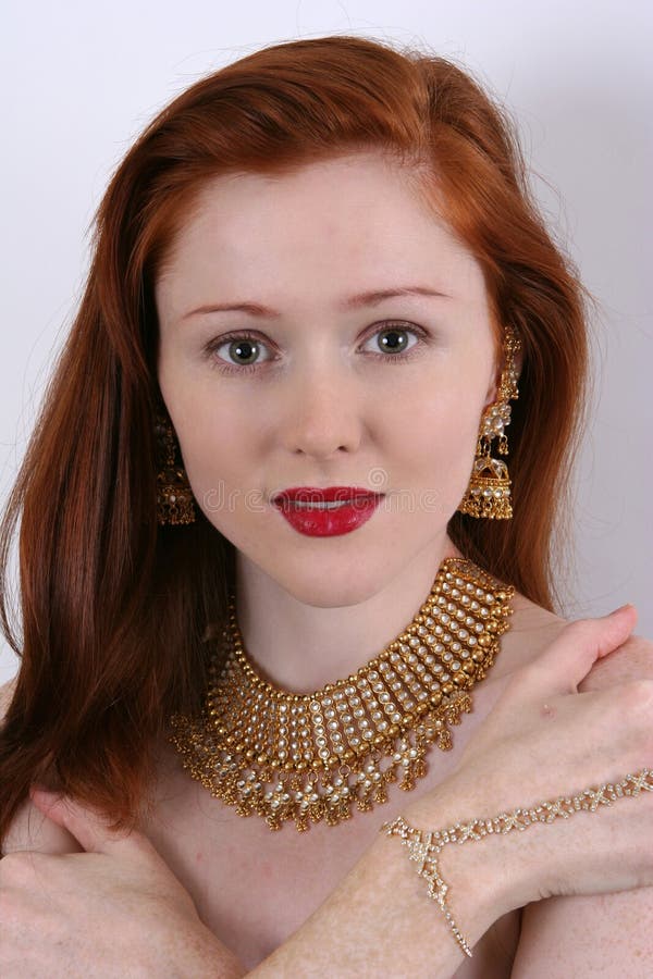 Red hair and jewelry stock image. Image of jewelry, earrings 3765785