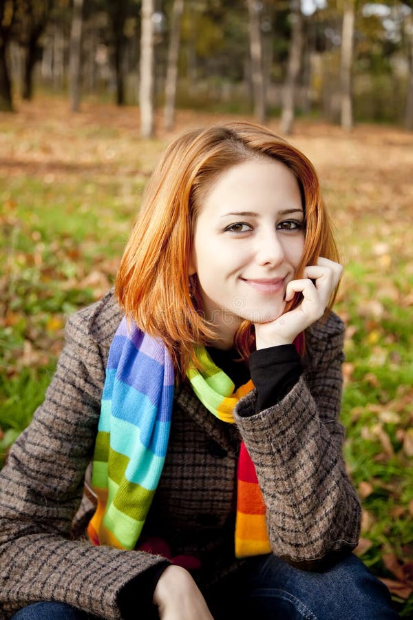 The Red Haired Girl In Autumn Leaves Stock Image Image Of Attractive Leisure 17085159
