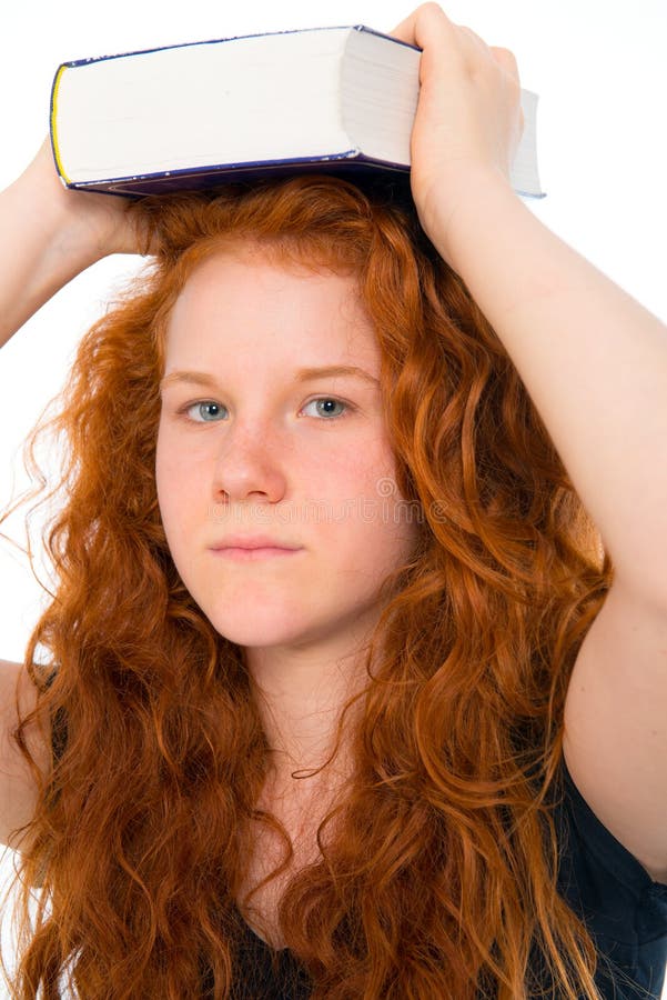 Redhaired girl with book stock photo. Image of creation 41622672