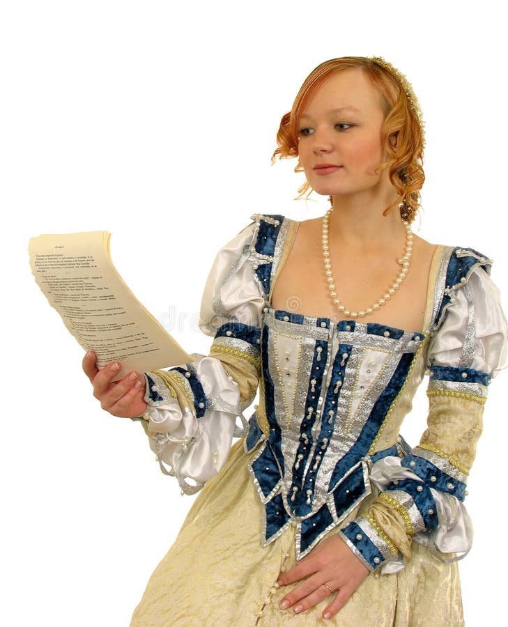 Red-haired girl reading the paper