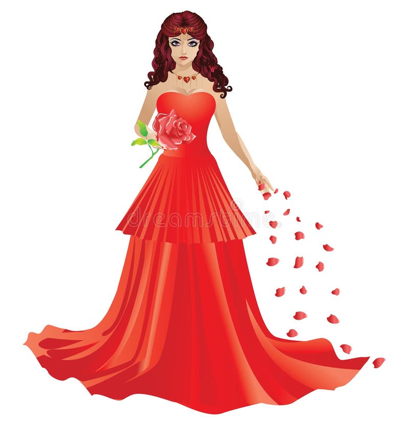Girl in red dress stock vector. Illustration of pretty 30916379