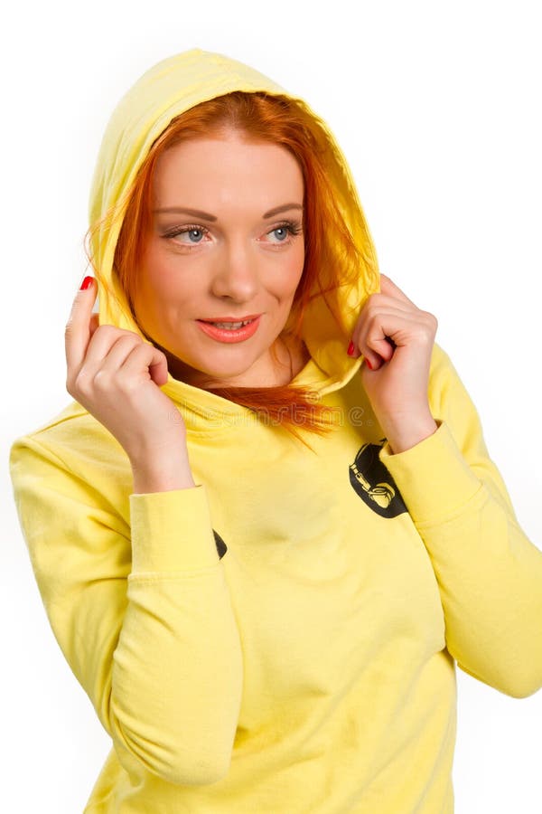 815 Red Haired Girl Yellow Jacket Stock Photos Free & RoyaltyFree