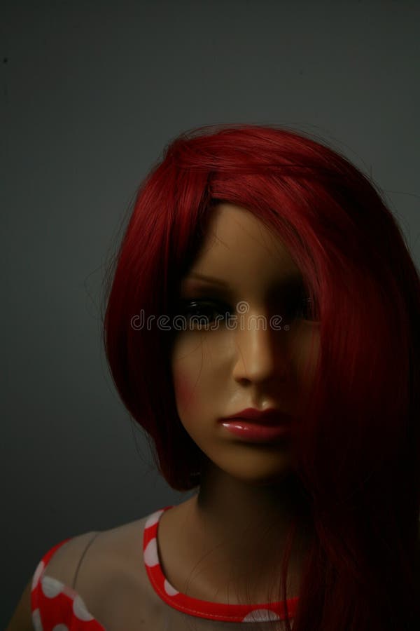 Red Haired Mannequin in a Polkadot Dress Stock Photo Image of dress