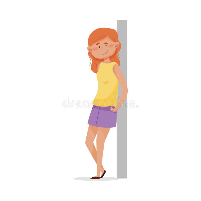 Woman Leaning Against Wall Stock Illustrations 87 Woman Leaning Against Wall Stock