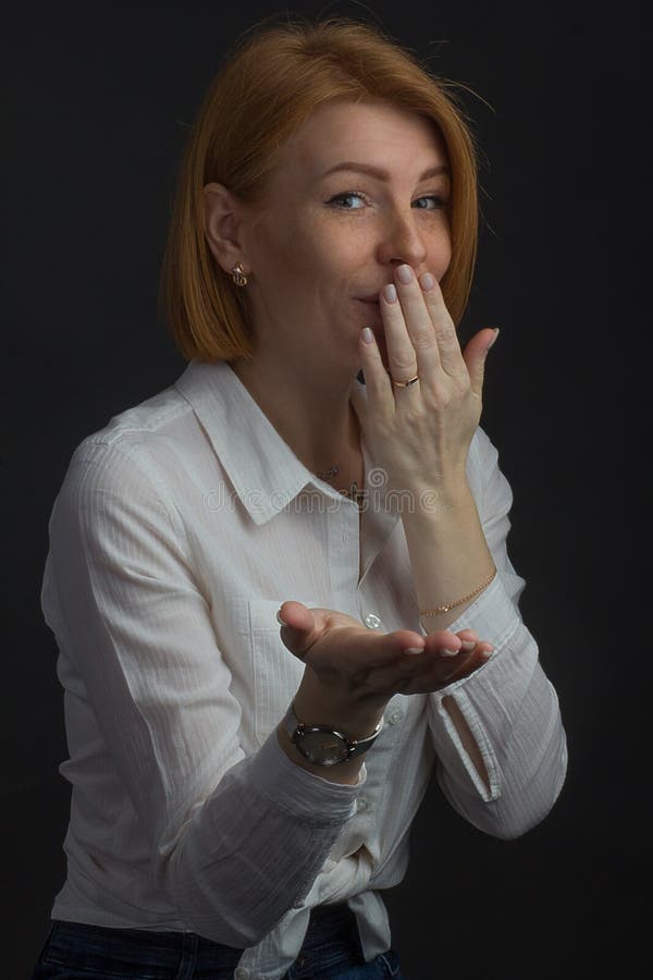 Red-haired Young Woman with Freckles. Photo in Studio Stock Photo ...