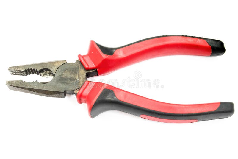 Red hand pliers stock photos Red hand pliers stock photos