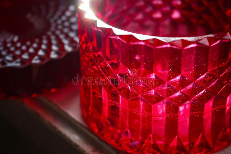 Red Handmade Casket Made of Epoxy Resin in Sunlight Stock Photo Image