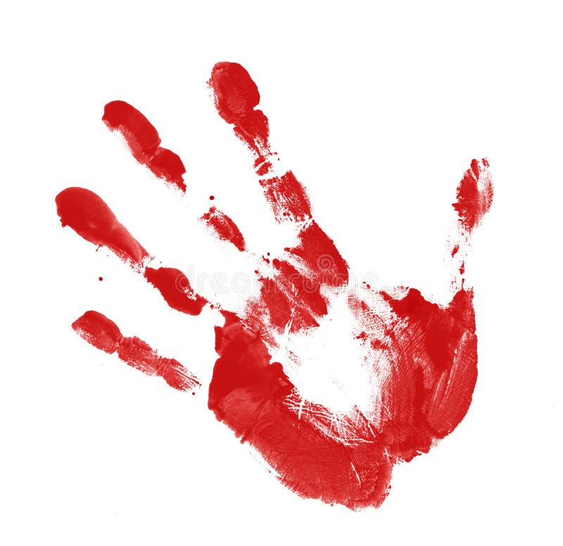Rosso impronta della mano sul sfondo bianco.