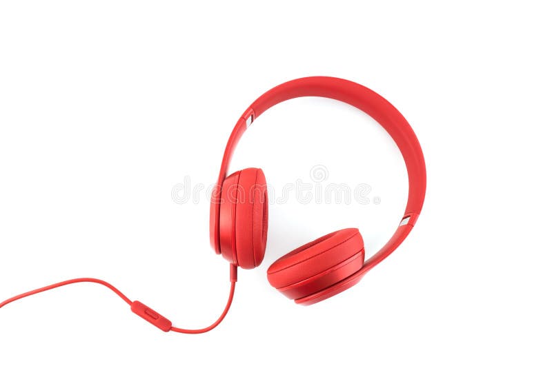 Red headphone on white