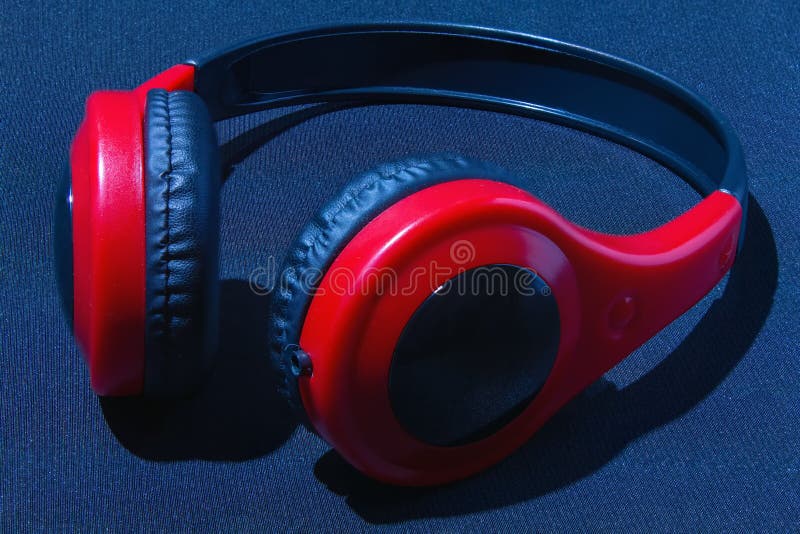 Red stereo headphones stock image. Image of noise, tech 19827697