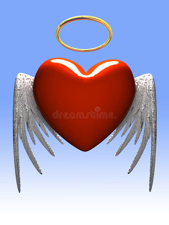 Red Heartangel with Wings Isolated on Gradient Stock Illustration