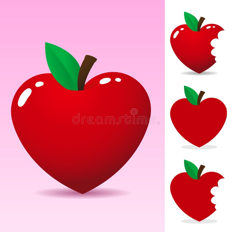 Download Red heart apple stock vector. Illustration of glossy ...