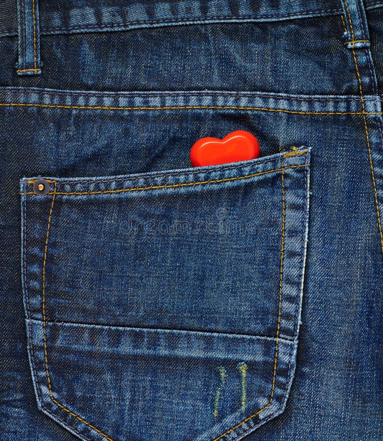 Small Red Heart In The Back Pocket Of Blue Jeans Stock Image Image of