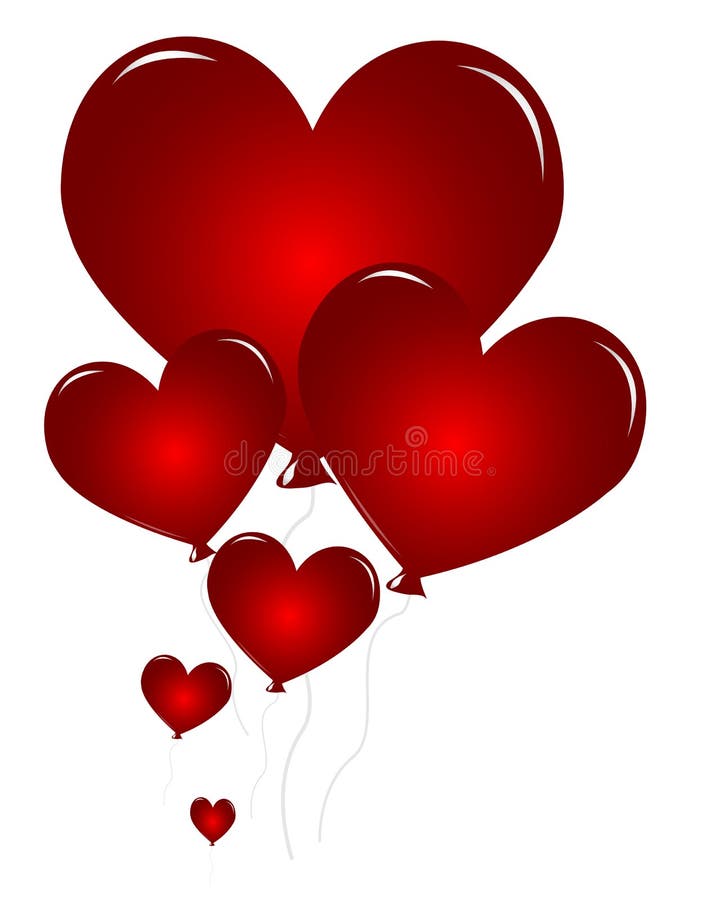 Red Heart balloons abstract background. Shaped gift vectors