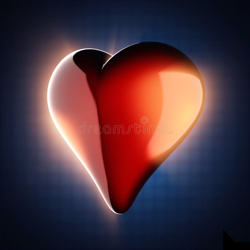 Red Heart on Blue Background Stock Illustration Illustration of decor, artwork 62026583