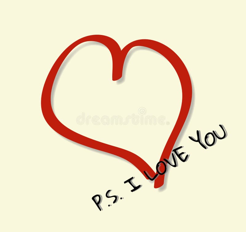 Download Red Heart Casts Shadow On Yellow Background With Text P.S ...