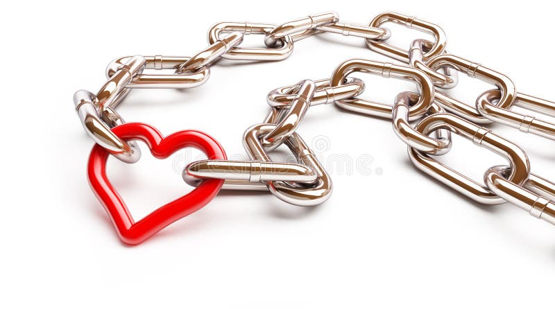 3d a Red Heart Chain with a Broken Link Stock Illustration ...