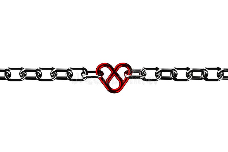 Red Heart on the Chain Isolated on White Background Stock Illustration ...