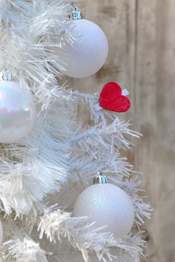 Red Heart In Christmas Tree Stock Photo - Image of ornament, christmas: 46504490