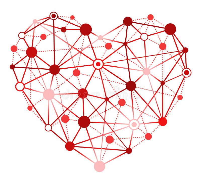 Red heart with connecting points royalty free illustration