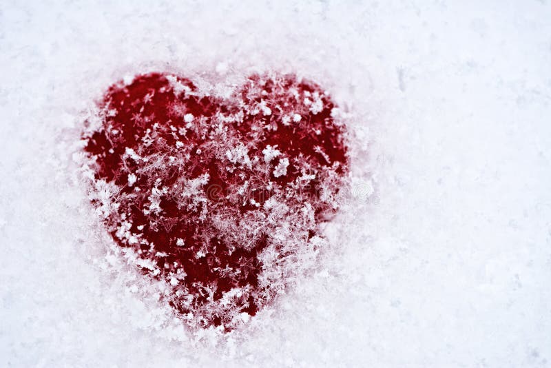 Red Heart Covered in Snow stock photo. Image of nature - 44039212