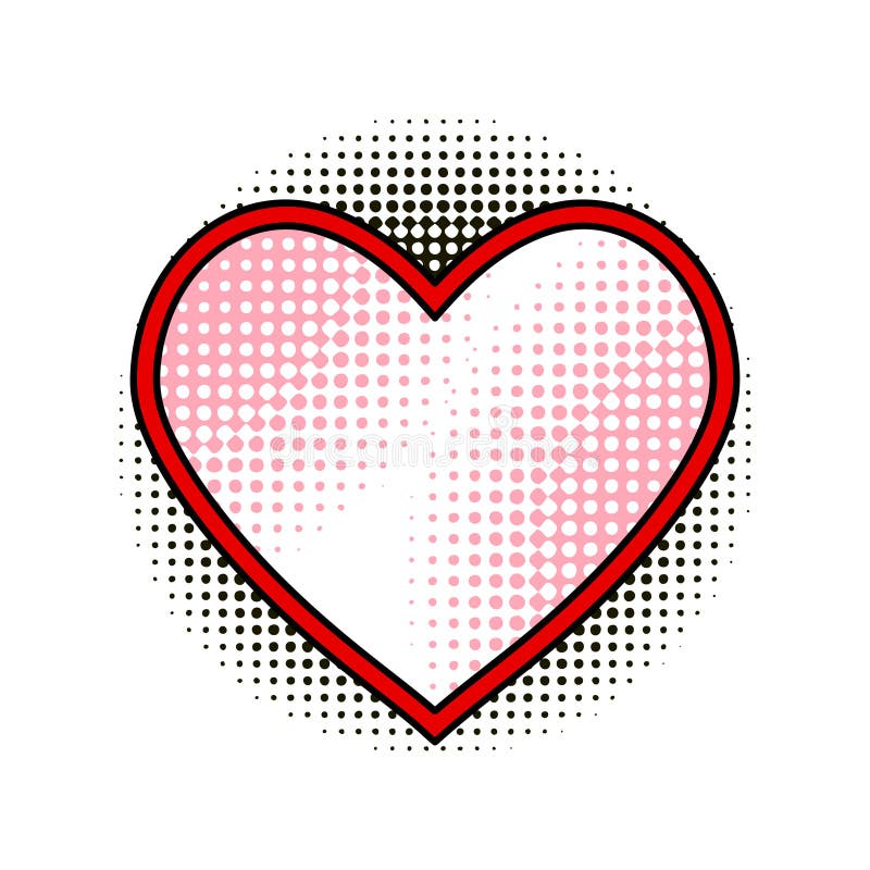 Red Heart with Dot in Pop Art Retro Comic Style, Stock Vector Il Stock ...