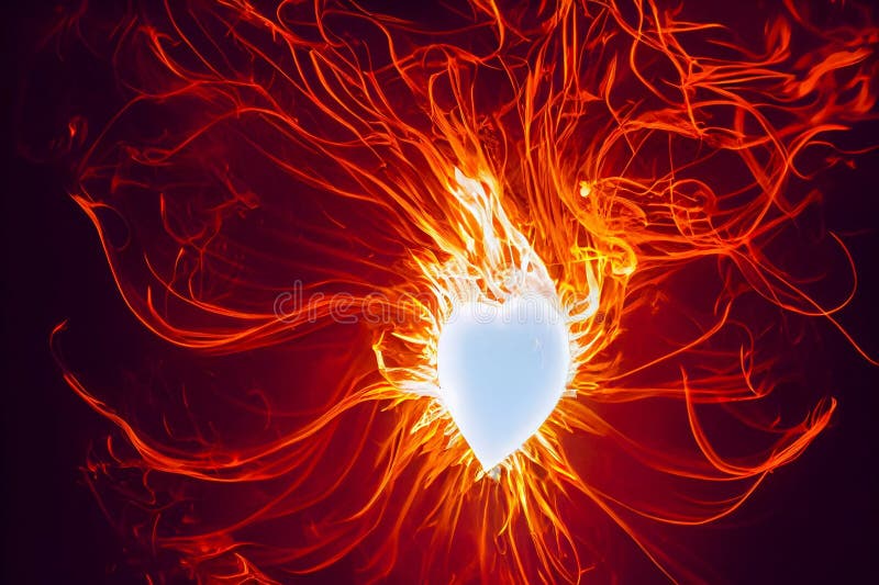 Red Heart Explodes into a Cloud of Red Smoke Fire Flame that Billows