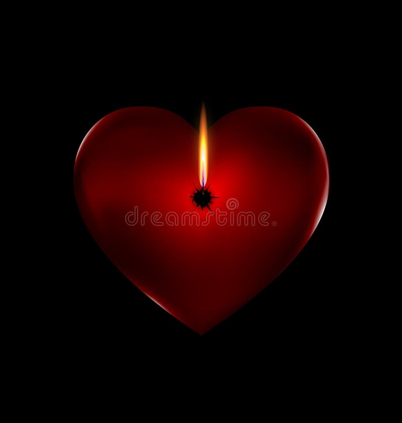 Burning Heart Candle Broken Heart Burning Stock Photo 1266364786